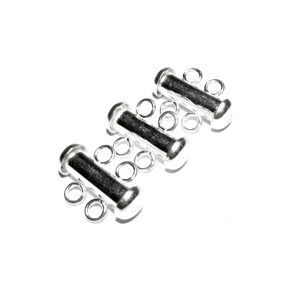 925 Sterling Silver Tube Bar Clasp 2-Hole size 4.3x16 mm, Silver Clasps, Slide Clasps, Sterling silver, Jewelry making, Tube clasp - 1 piece
