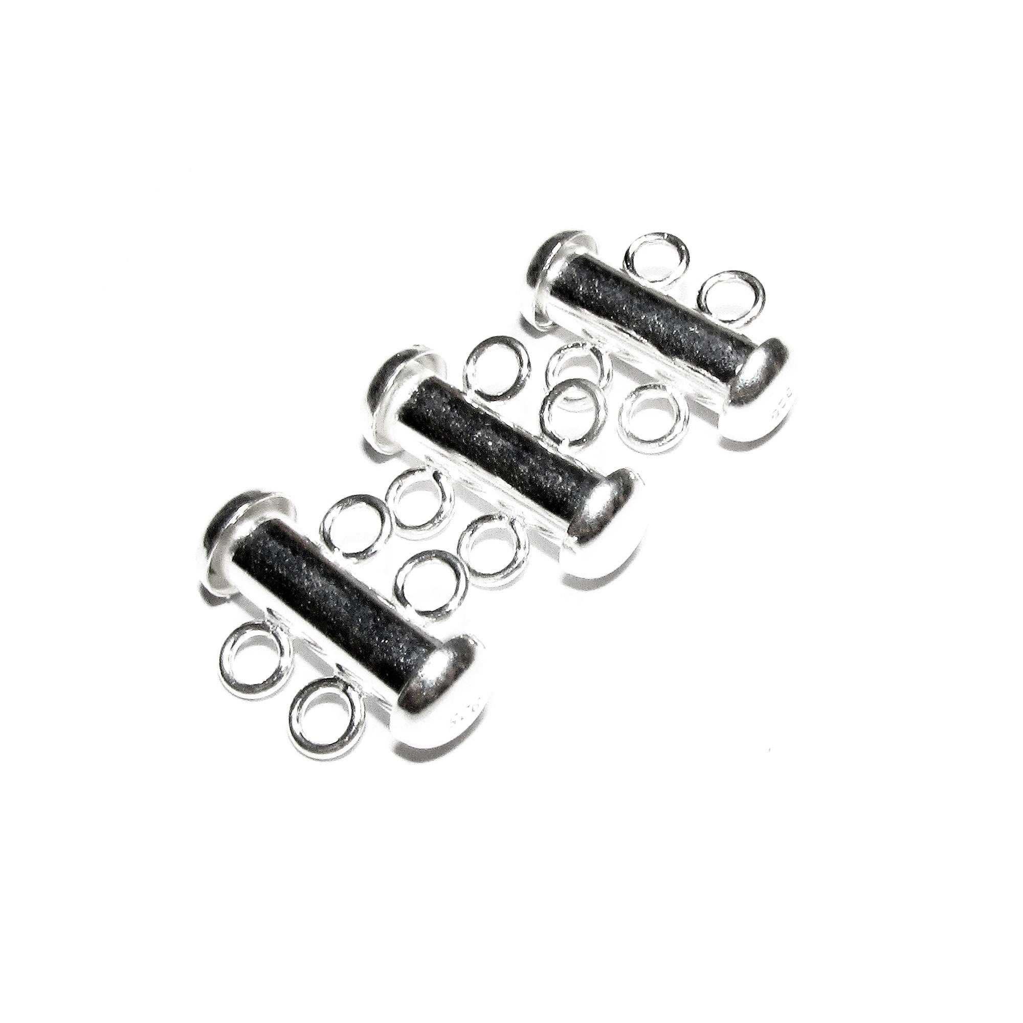 925 Sterling Silver Tube Bar Clasp 2-Hole size 4.3x16 mm, Silver Clasps, Slide Clasps, Sterling silver, Jewelry making, Tube clasp - 1 piece