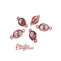 14K Rose Gold Filled White topaz oval Link Connector size 12.0x6.0 mm, Rose gold filled link, Link connector, Jewelry making - 1 piece