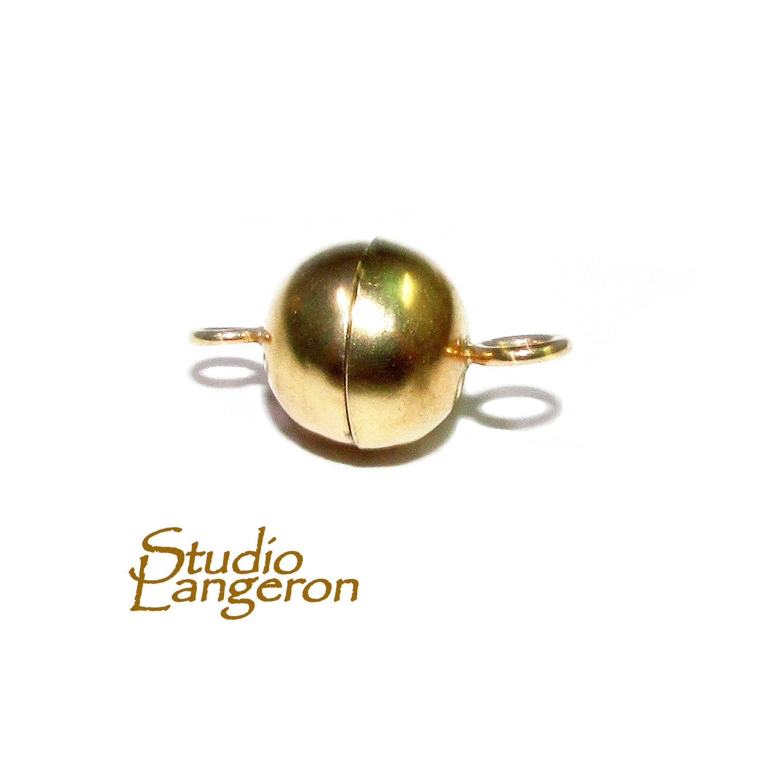 14K Yellow gold filled round Magnetic Clasps size 6 mm, Magnetic clasps, Jewelry making, Clasp findings, Gold filled clasp - 1 piece