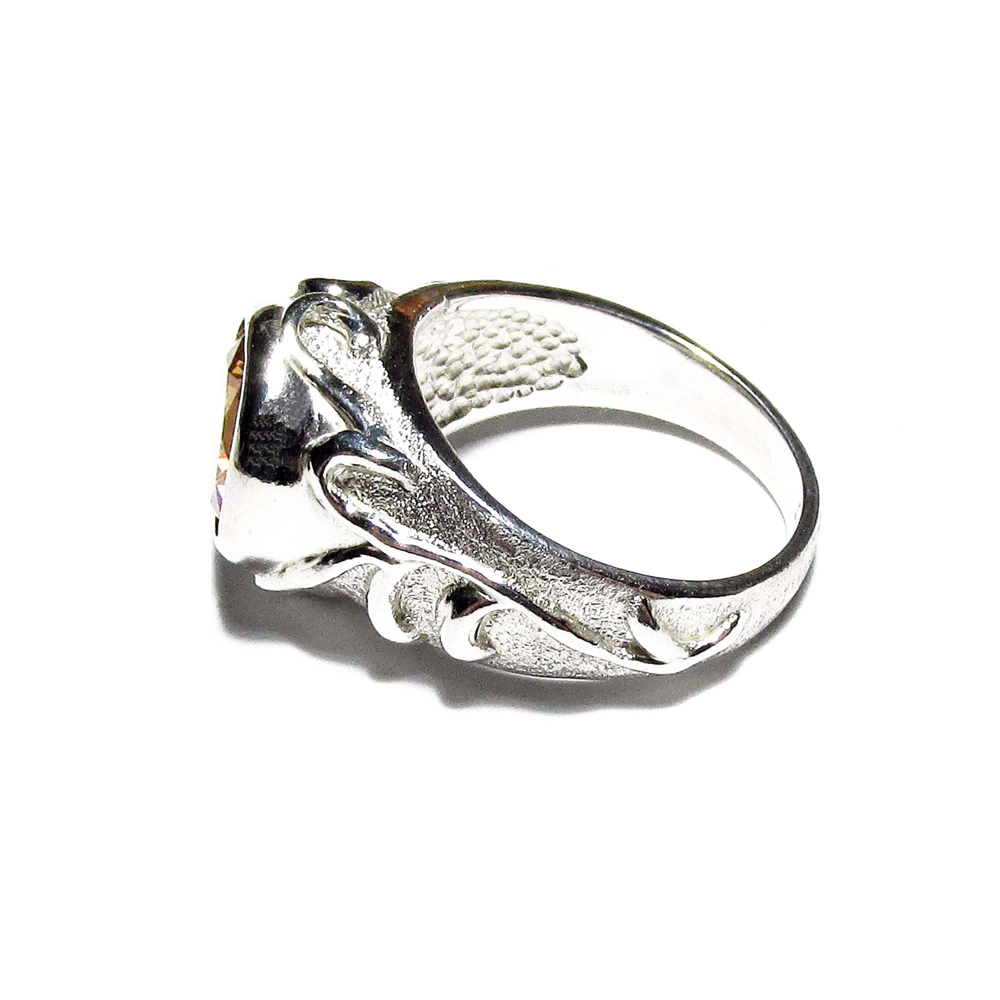 Champagne topaz ring 925 sterling silver size 5, handmade ring, single copy, Statement ring, Champagne topaz, silver ring, gemstone