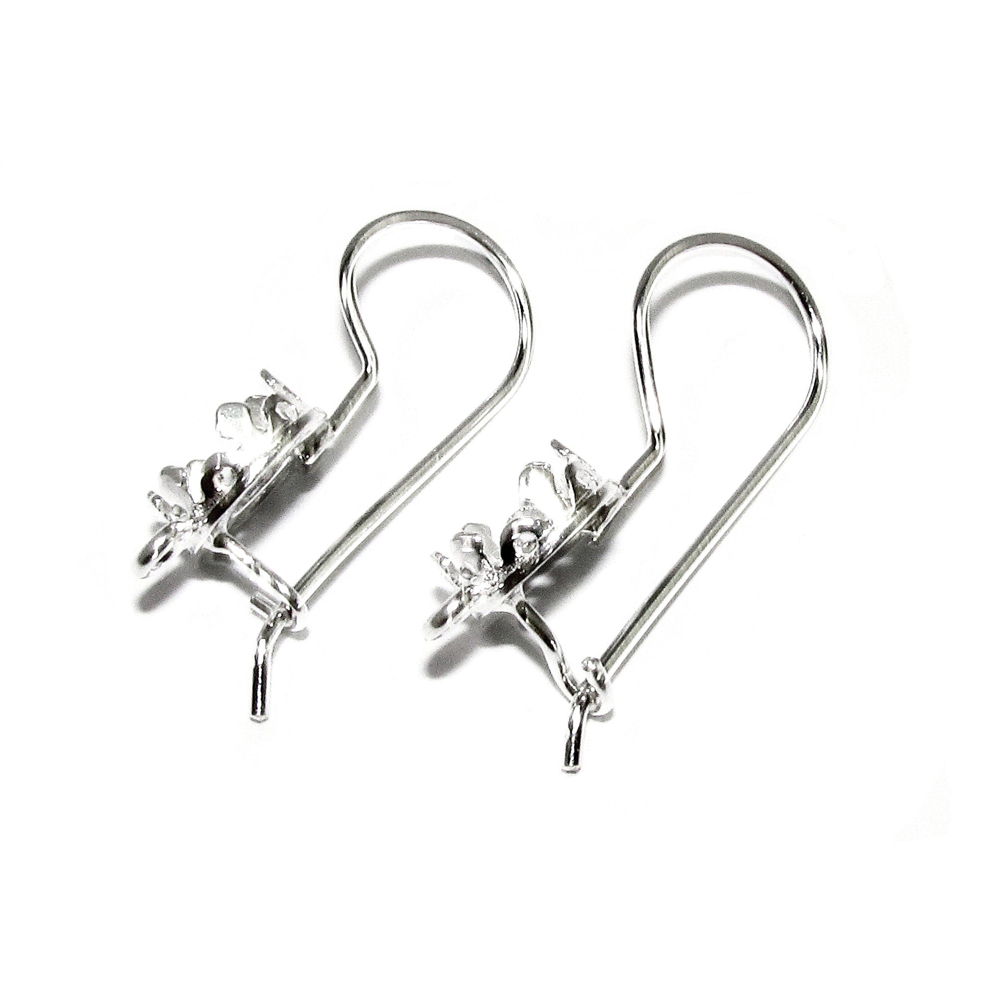 6 mm size 925 sterling silver blank earrings with closed ring, Jewelry making, Setting silver, bezel cup, base earrings - 1 pair (2 pieces)