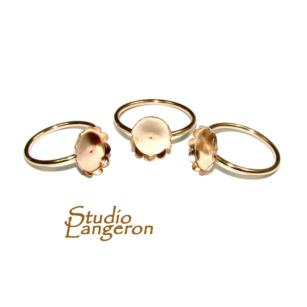 14K Yellow gold filled blank ring with bezel cup 8x10mm size 4 - 11, Base ring, Bezel cup, Jewelry making, Gold filled ring - 1 piece