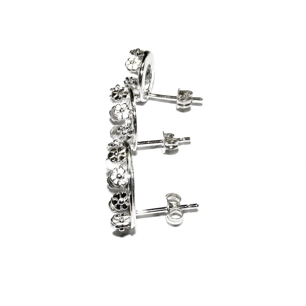 925 Sterling Silver Blank earrings size 8, 10, 12 mm, Bezel cup, Post Earring Mountings, Base earrings, Jewelry making - 1 pair (2 pieces)