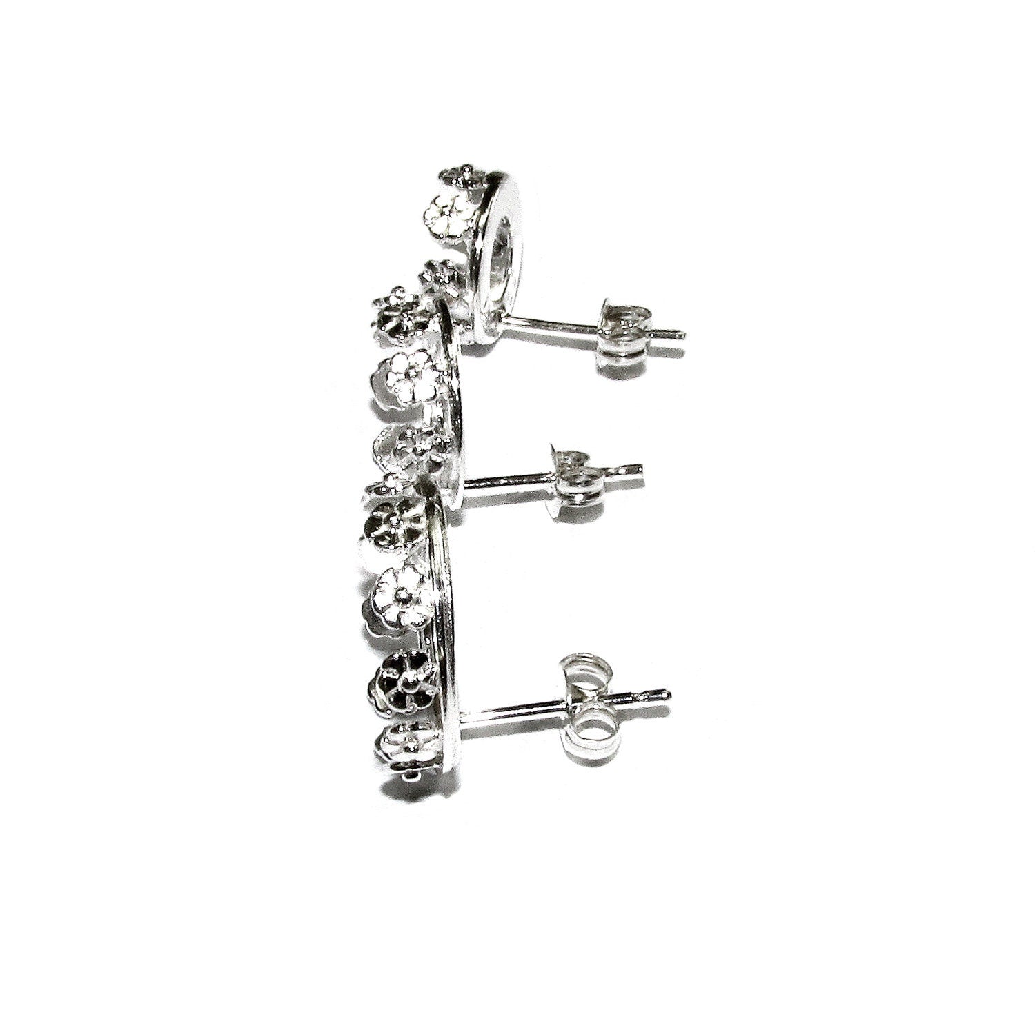 925 Sterling Silver Blank earrings size 8, 10, 12 mm, Bezel cup, Post Earring Mountings, Base earrings, Jewelry making - 1 pair (2 pieces)