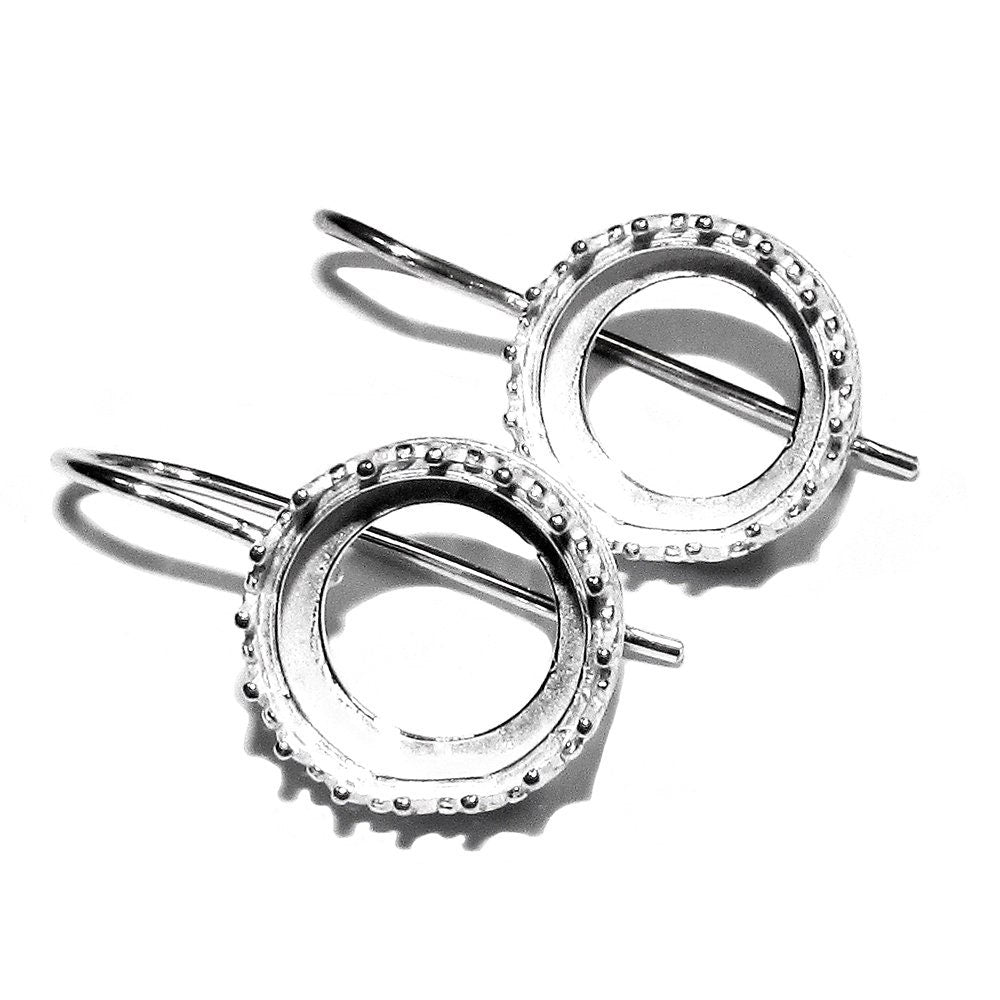 12 mm 925 sterling silver blank earrings with bezel cup, Jewelry making, Setting, bezel cup, base earrings, 925 silver - 1 pair (2 pieces)