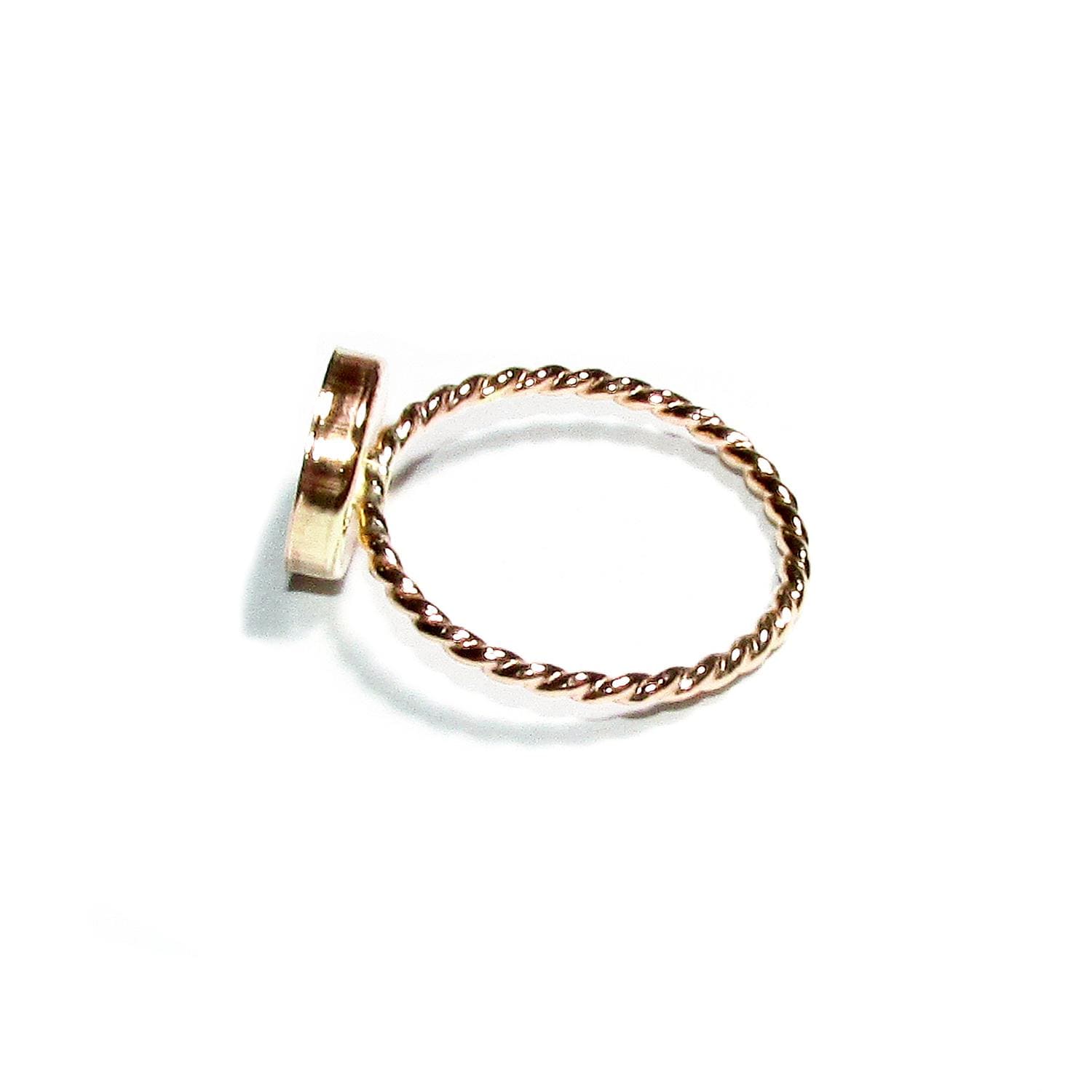 14K Yellow gold filled twisted blank ring with bezel cup 10mm size 4 - 11, Jewelry making, Mounting ring, bezel cup, setting - 1 piece