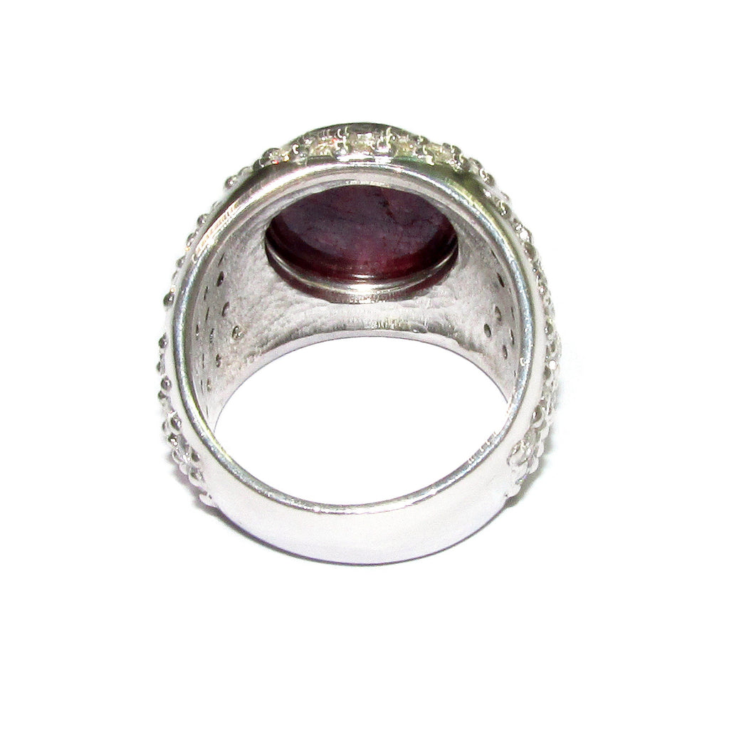 Statement African ruby ring 925 sterling silver size 8 1/2, Handmade ring, single copy, 925 sterling silver, Natural African ruby, gemstone
