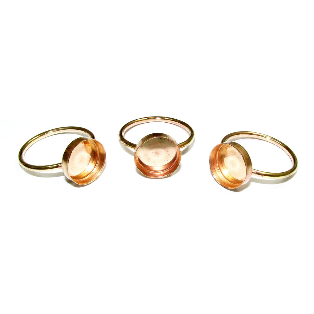 14K Yellow solid gold blank ring with bezel cup 10 mm size 4 - 10, Base ring, Solid gold ring, bezel cup, Jewelry making, Setting - 1 piece