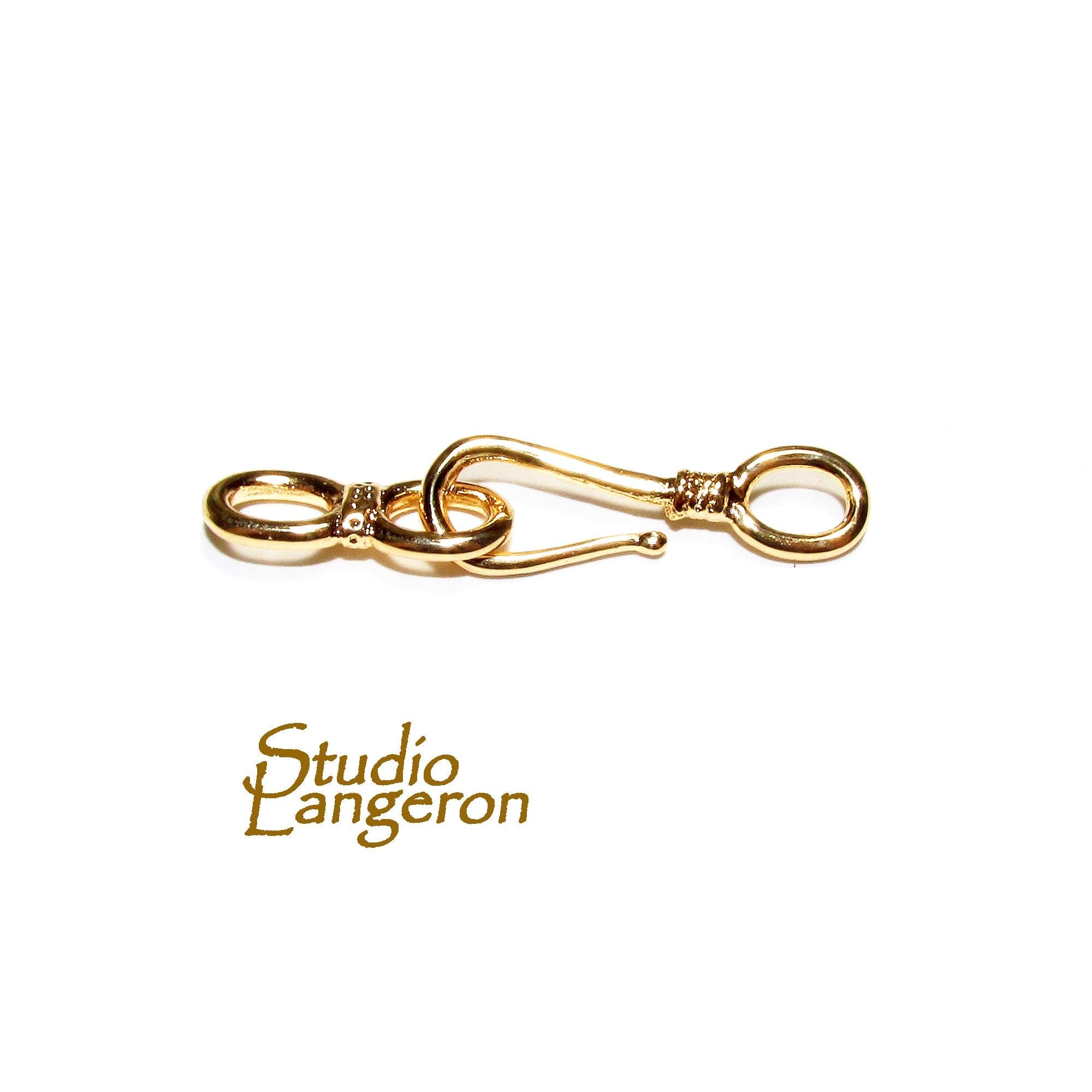 14K Yellow Gold Filled Hook and Eye Clasp - Jewelry Making (36mm, 1 Piece)