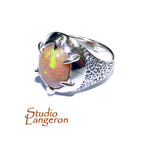 Statement Natural welo opal ring 925 sterling silver size 7, Handmade ring, single copy, sterling silver, Welo opal, silver ring, gemstone