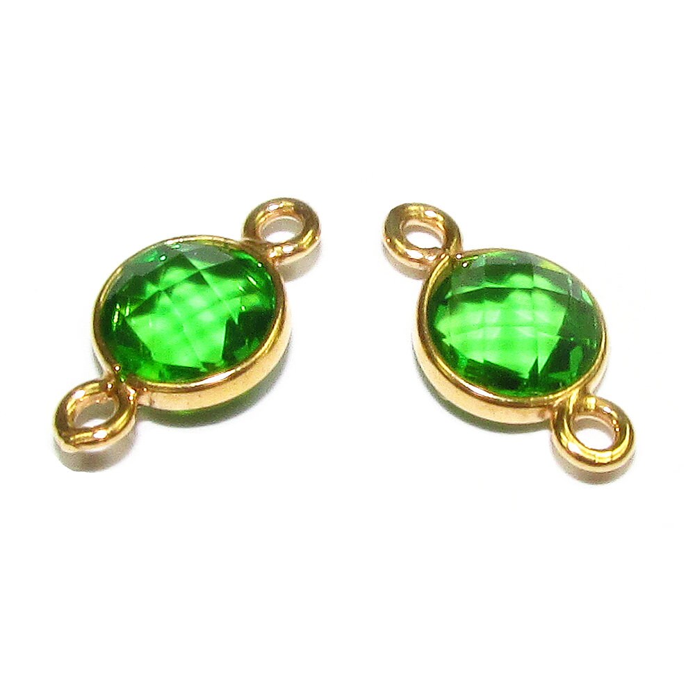 14K Gold Filled Checkerboard Сhrysoprase Round Link Connector size 12x7 mm, Сhrysoprase gold filled link, Link connector - 1 piece
