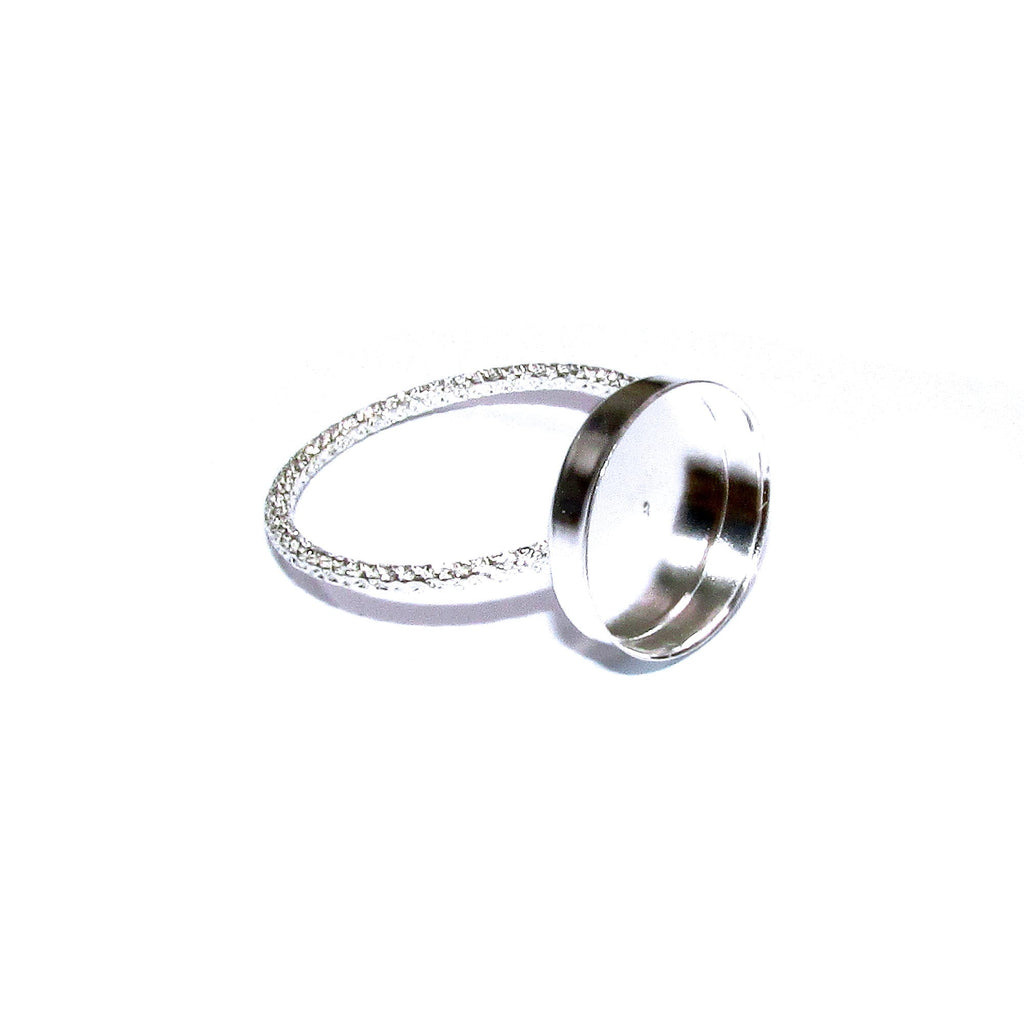 925 sterling silver blank ring with bezel cup 12 mm size 4, 5, 6, 7, 8, 9, 10, 11, bezel cup, base ring, Jewelry making, Setting - 1 piece