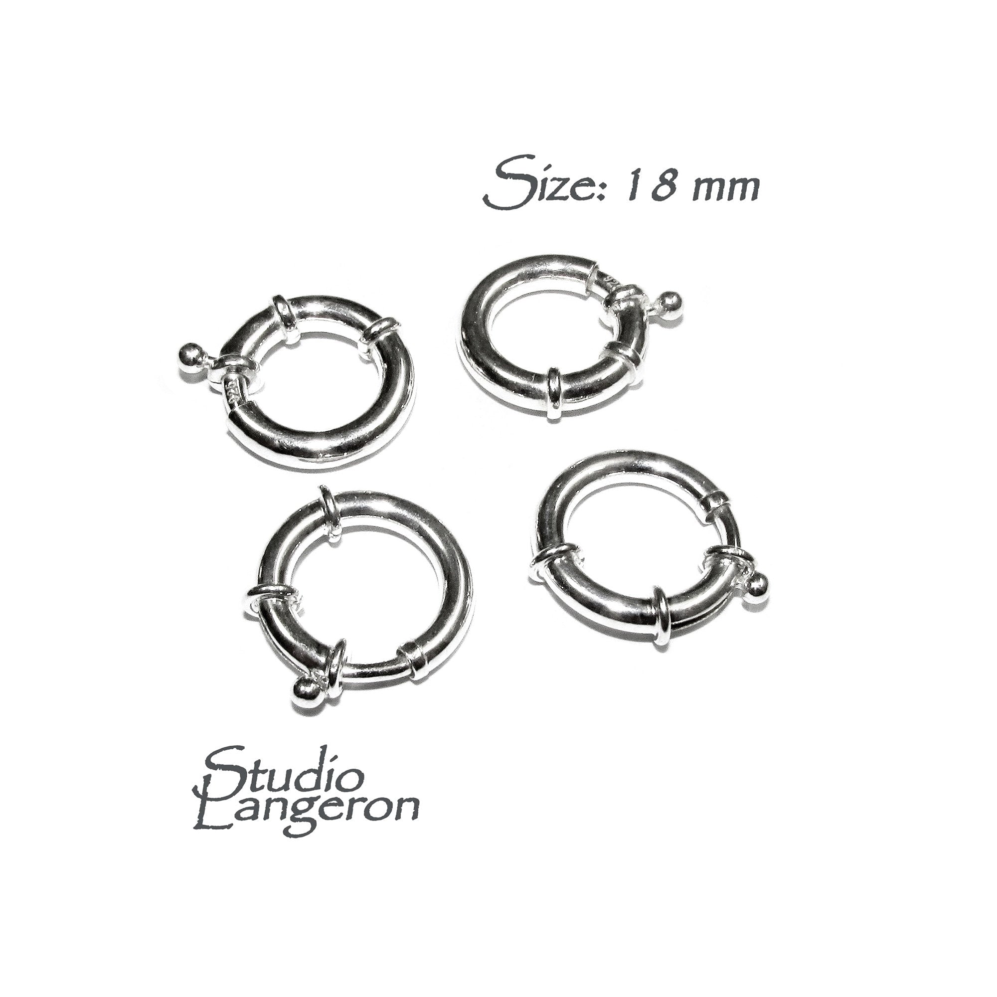 925 Sterling Silver Spring ring Clasps sizes 18 mm, Spring ring clasp, Jewelry making, Sterling silver, 925 Silver clasp, Clasp - 1 piece
