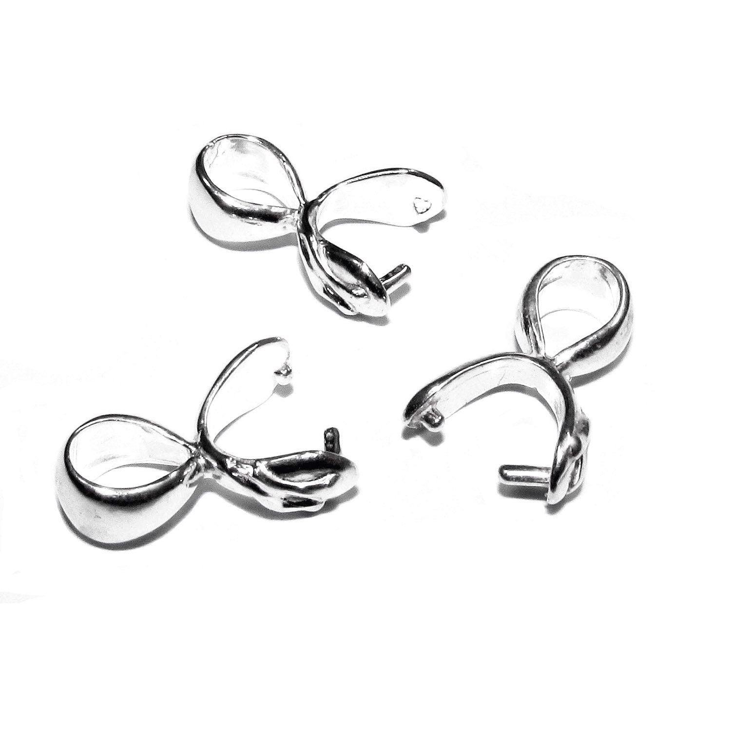 925 Sterling silver Large Pinch Pendant Bail, sterling silver Bail, Bail, Bail finding, Jewelry making, bail for pendant - 1 piece