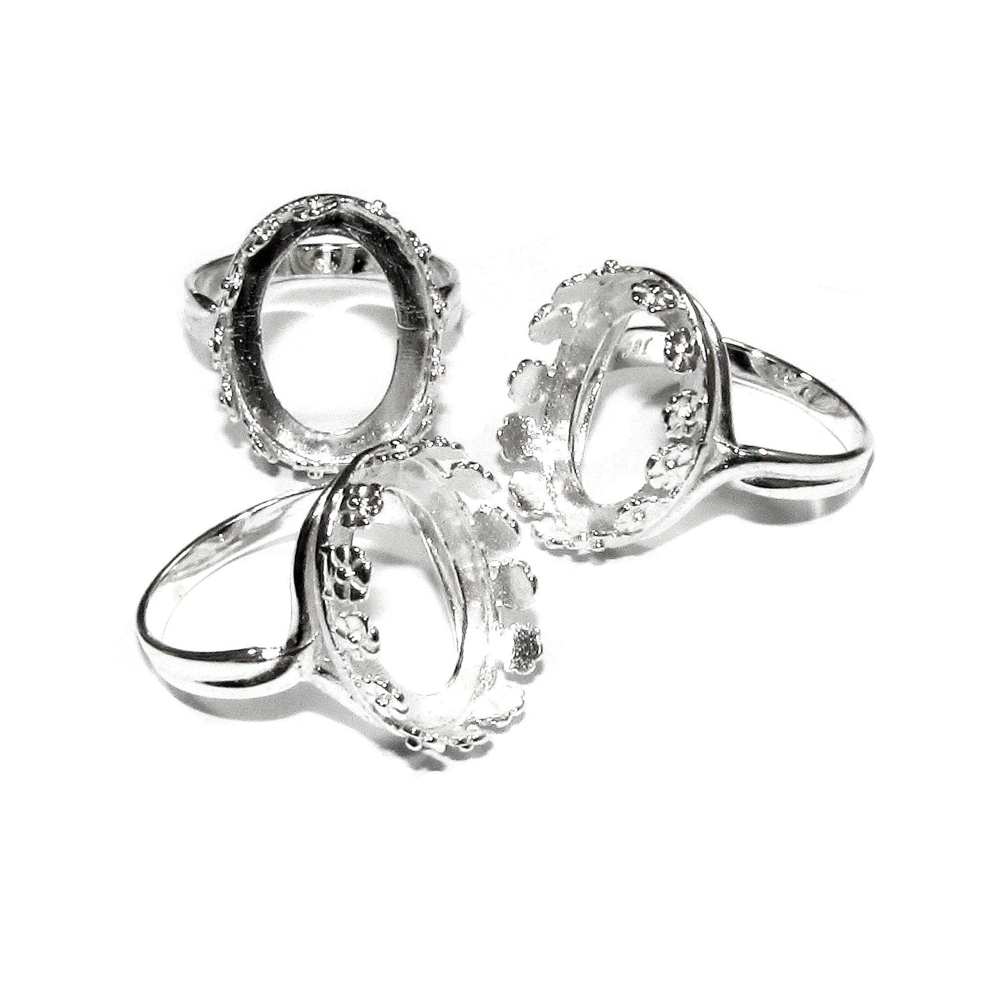 12x16 mm 925 sterling silver blank ring with bezel cup size 5, 6, 7, 8, silver ring, bezel cup, Setting, base ring, Jewelry making - 1 piece