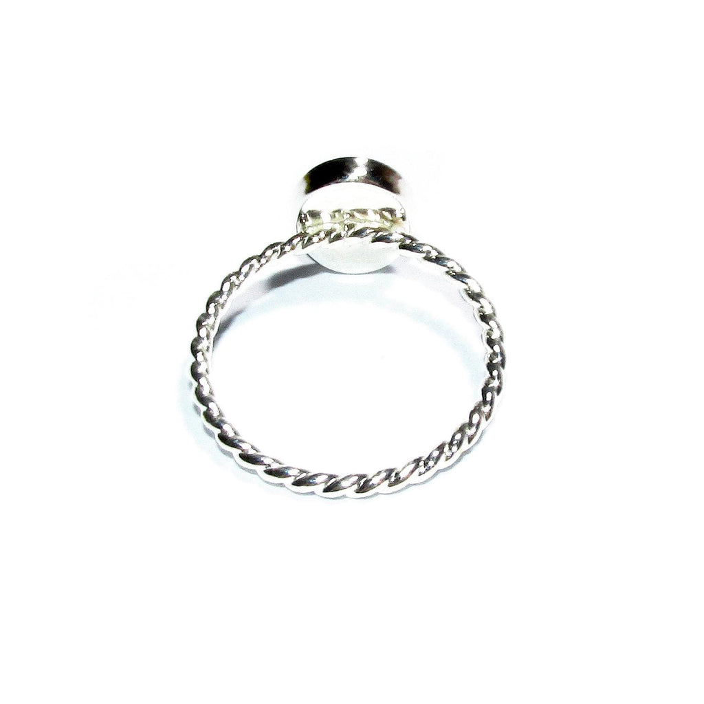 925 sterling silver twisted blank ring with bezel cup 8x10mm size 4, 5, 6, 7, 8, 9, 10, 11, bezel cup, base ring, Jewelry making - 1 piece