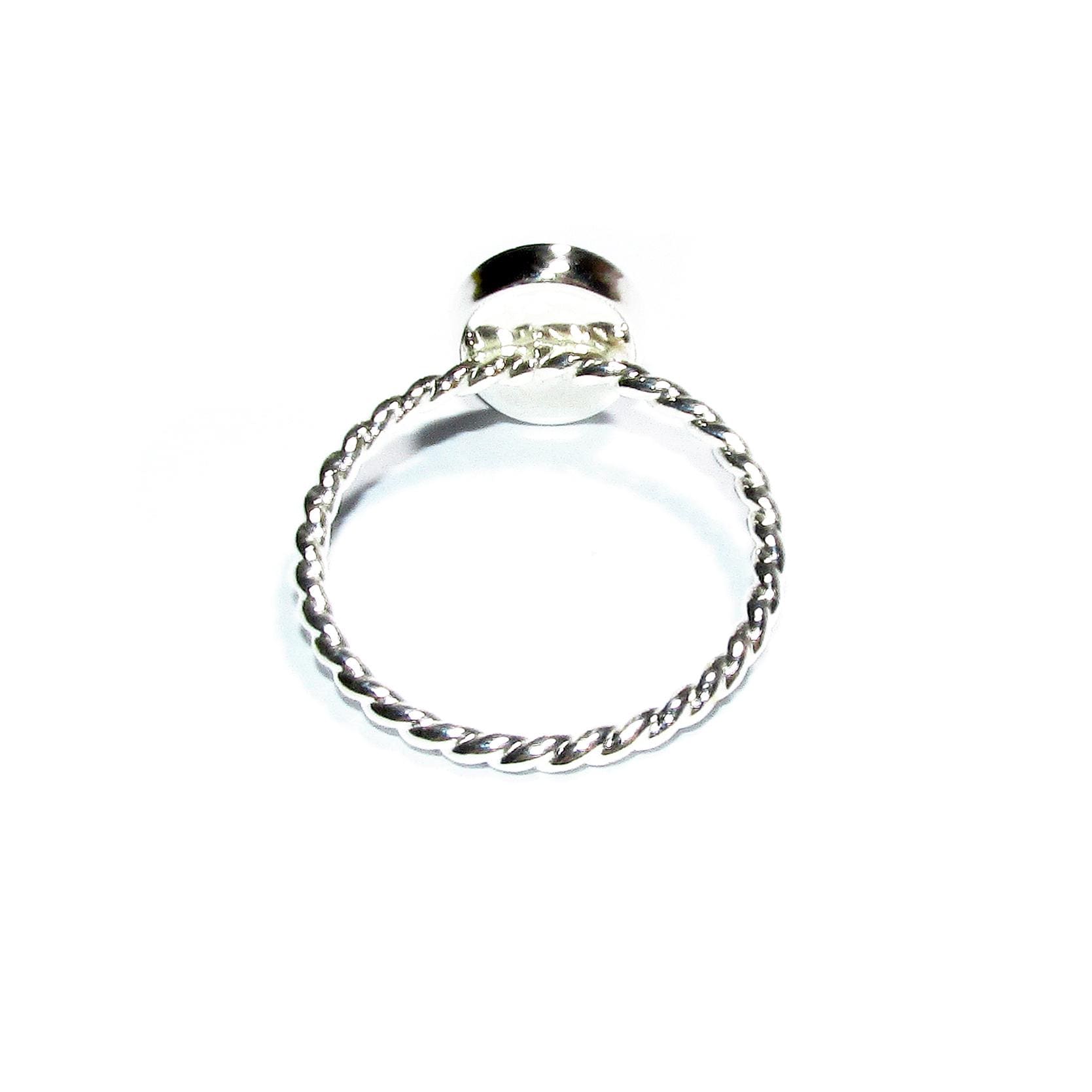 925 sterling silver twisted blank ring with bezel cup 8x10mm size 4, 5, 6, 7, 8, 9, 10, 11, bezel cup, base ring, Jewelry making - 1 piece