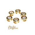 14K yellow gold filled decorative round beads with white topaz size 5.4x3.2 mm, Jewelry making, Gold filled beads, white topaz - 1 piece