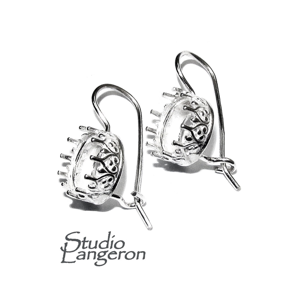 8 mm size 925 sterling silver blank earrings with bezel cup, earring, bezel cup, base earrings, Setting, Jewelry making - 1 pair (2 piece)