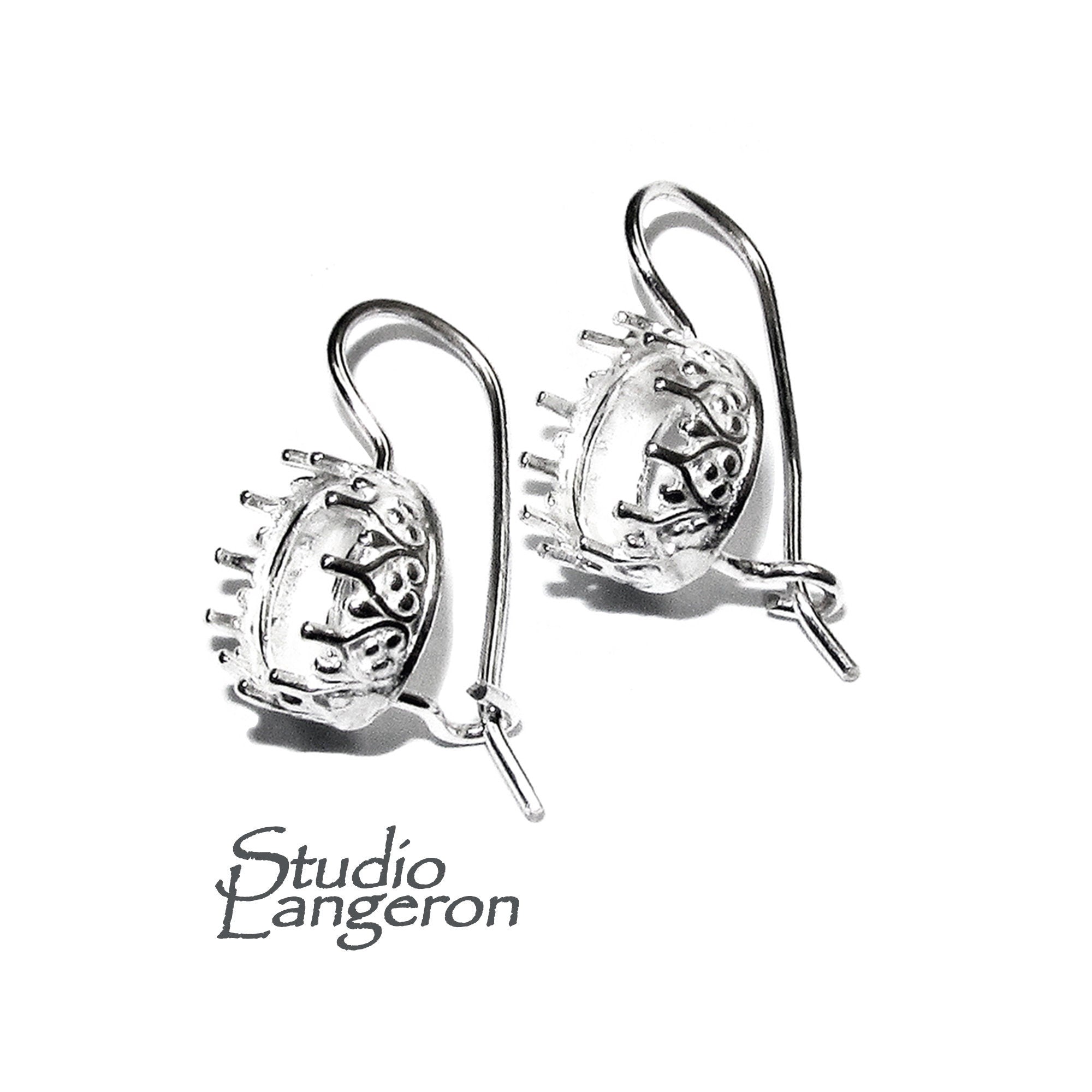 8 mm size 925 sterling silver blank earrings with bezel cup, earring, bezel cup, base earrings, Setting, Jewelry making - 1 pair (2 piece)