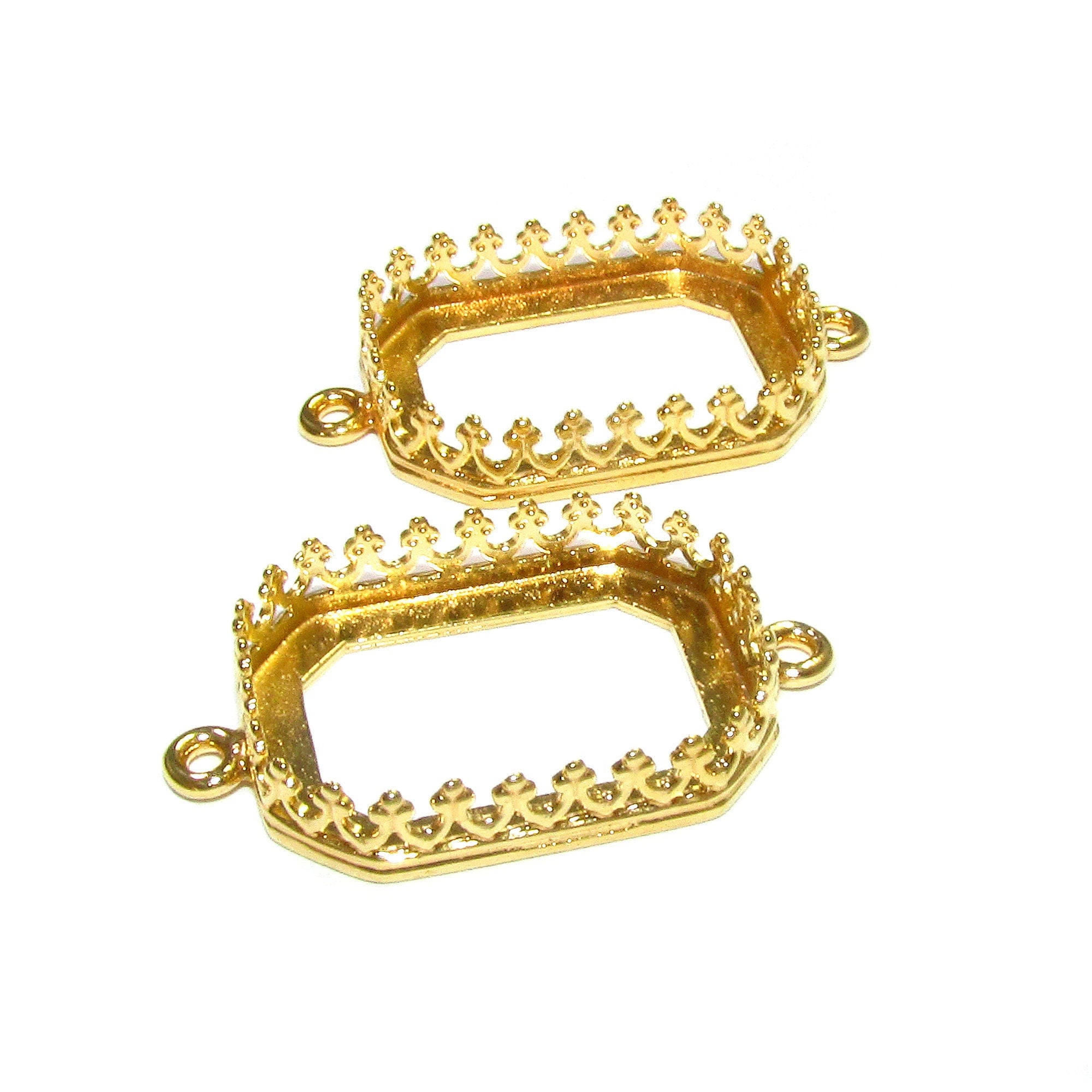 14K Gold filled Octagon Bezel Cups size 13x18 mm with two closed rings, Bezel cup, Setting, Jewelry making, Blank Pendant - 1 piece