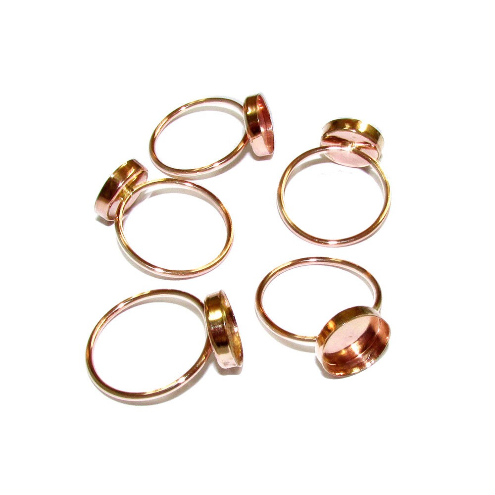 14K Rose gold filled blank ring with bezel cup 10 mm size 4 - 11, Base ring, Rose gold filled ring, Jewelry making, Setting, Ring - 1 piece