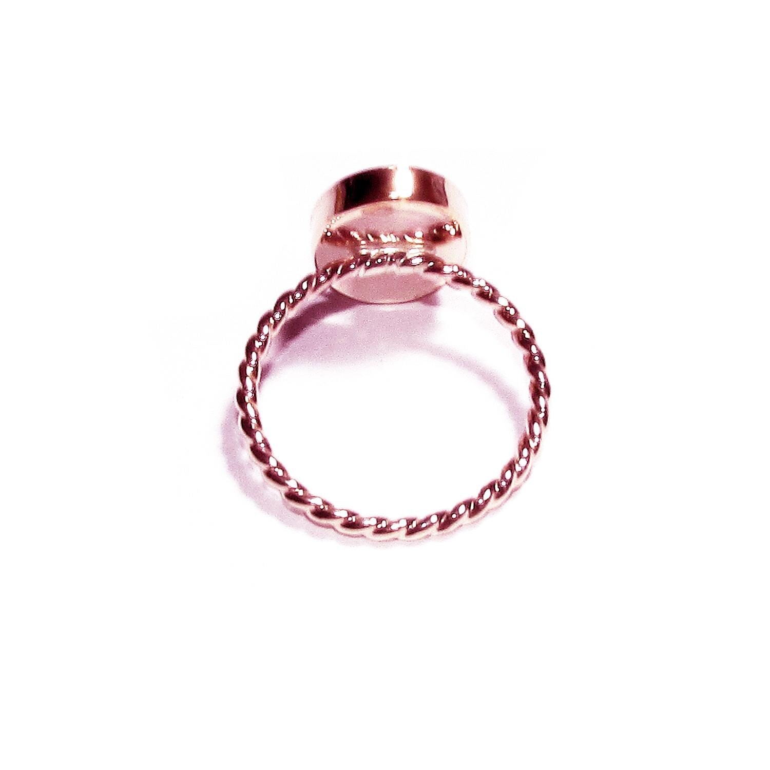 14K Rose gold filled twisted blank ring with bezel cup 10x12mm size 4 - 11, Base ring, Bezel cup, Jewelry making, Rose gold filled - 1 piece