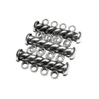 925 Sterling Silver Oxidized Twisted Tube Bar Clasp 4-Hole size 4.3x26 mm, Silver Clasps, Slide Clasps, Jewelry making, Tube clasp - 1 piece