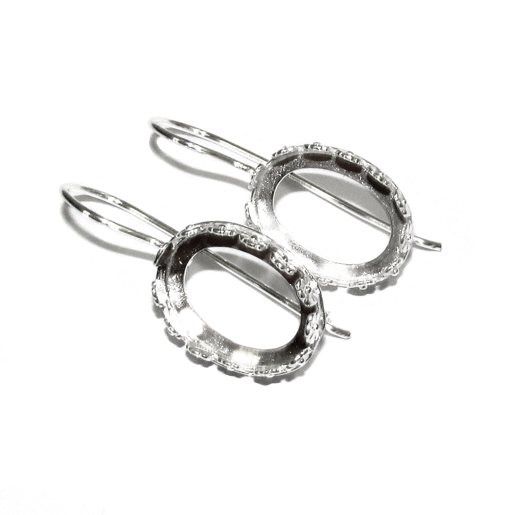 12x16 mm size 925 sterling silver blank earrings with bezel cup, Jewelry making, Setting, bezel cup, Base earrings - 1 pair (2 pieces)