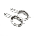 12x16 mm size 925 sterling silver blank earrings with bezel cup, Jewelry making, Setting, bezel cup, Base earrings - 1 pair (2 pieces)