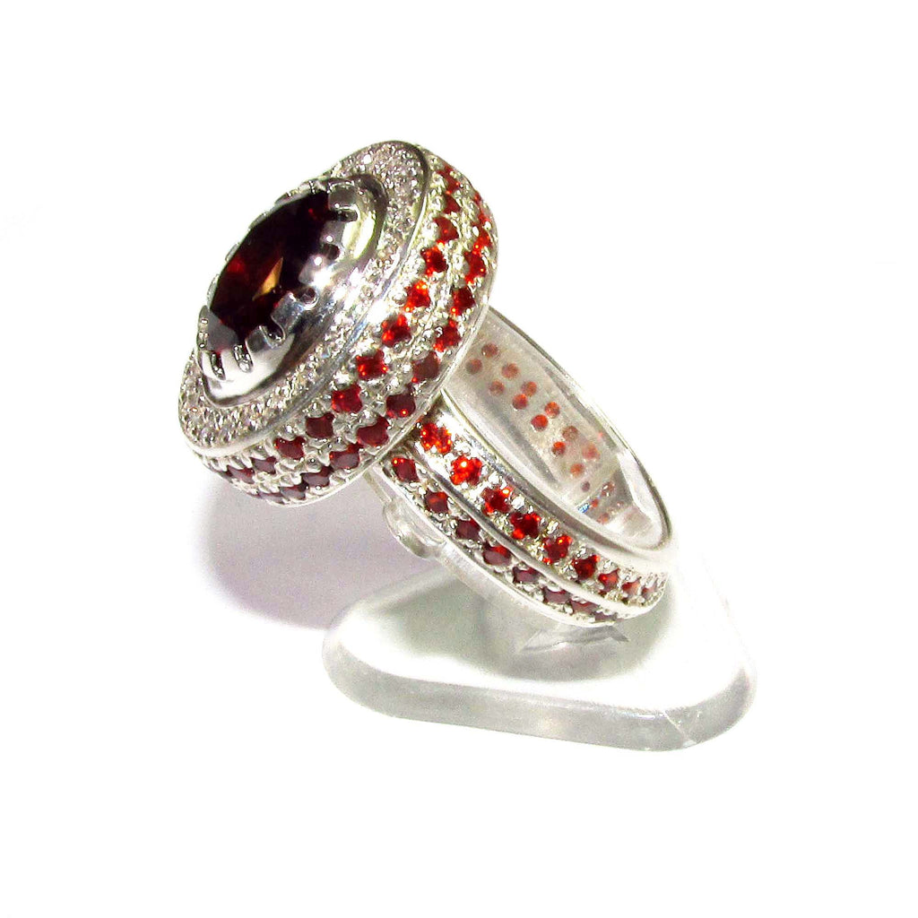 Statement Garnet ring 925 sterling silver size 8, Handmade ring, single copy, sterling silver, Garnet ring,  silver ring, red gemstone