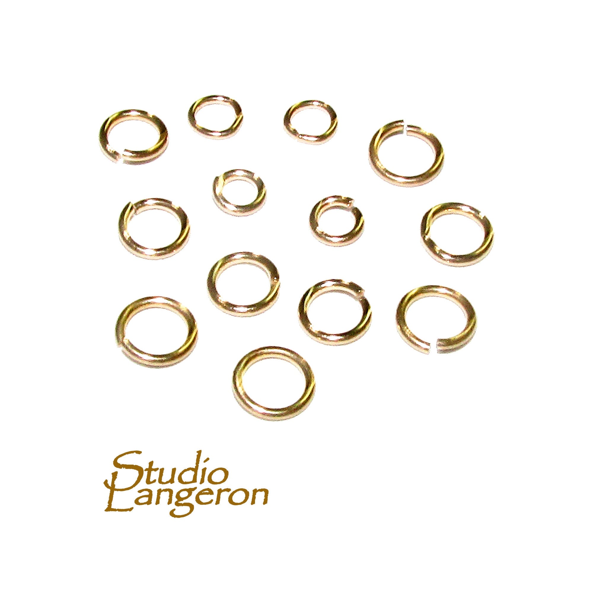 14K Solid gold Open jump ring size 0.5x2.5, 0.6x2, 0.6x3, 0.6x4, 0.6x4.5, 0.8x2.5mm, Jump ring, Open ring, Jewelry making - 1 piece