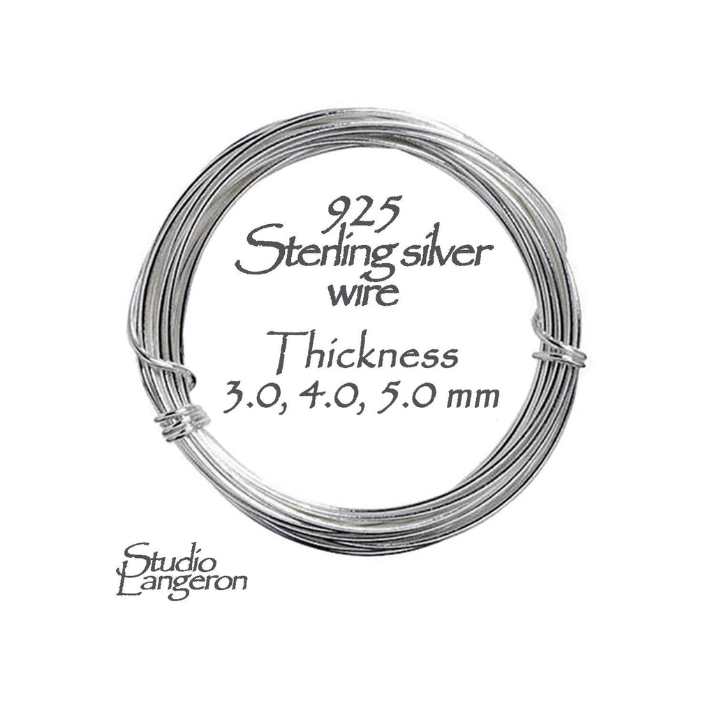 925 sterling silver wire Thickness 3.0, 4.0, 5.0 mm (8, 6, 4 GA), silver wire, 925 sterling silver wire, Jewelry making – 4 inch (10 cm)