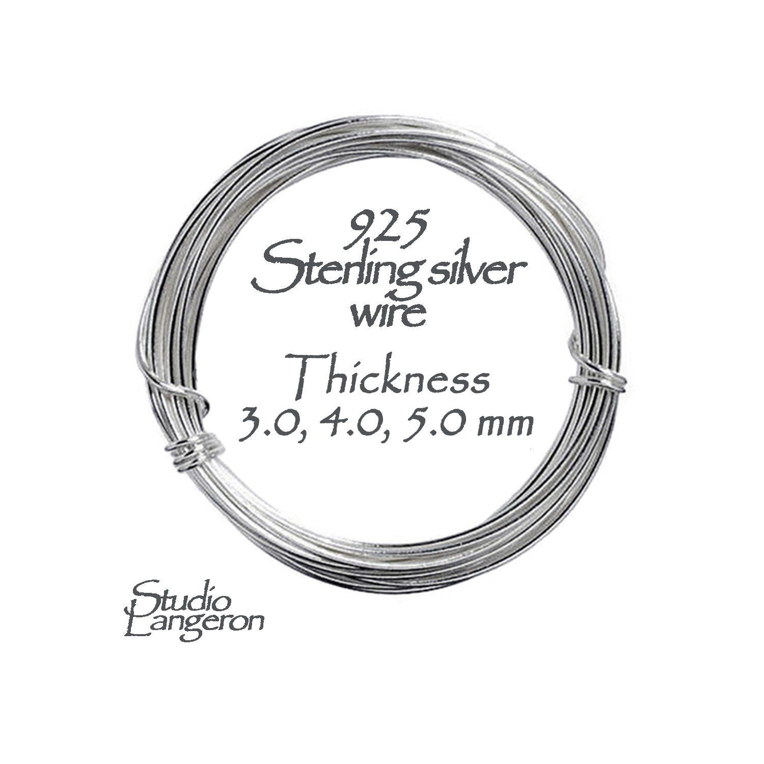 925 sterling silver wire Thickness 3.0, 4.0, 5.0 mm (8, 6, 4 GA), silver wire, 925 sterling silver wire, Jewelry making – 4 inch (10 cm)
