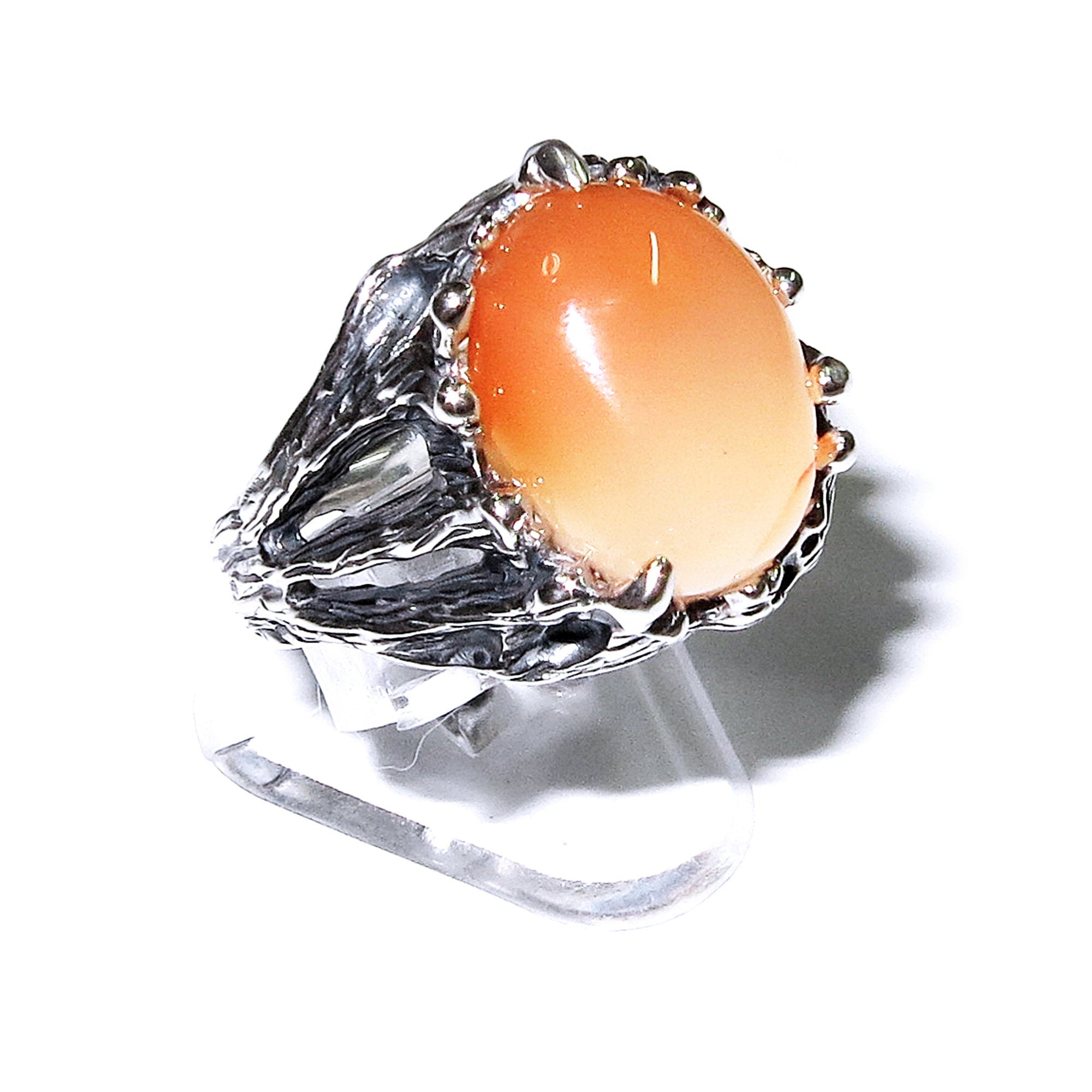 Statement Natural opal ring 925 sterling silver size 8, Handmade ring, single copy, sterling silver, Orange opal, silver ring, gemstone