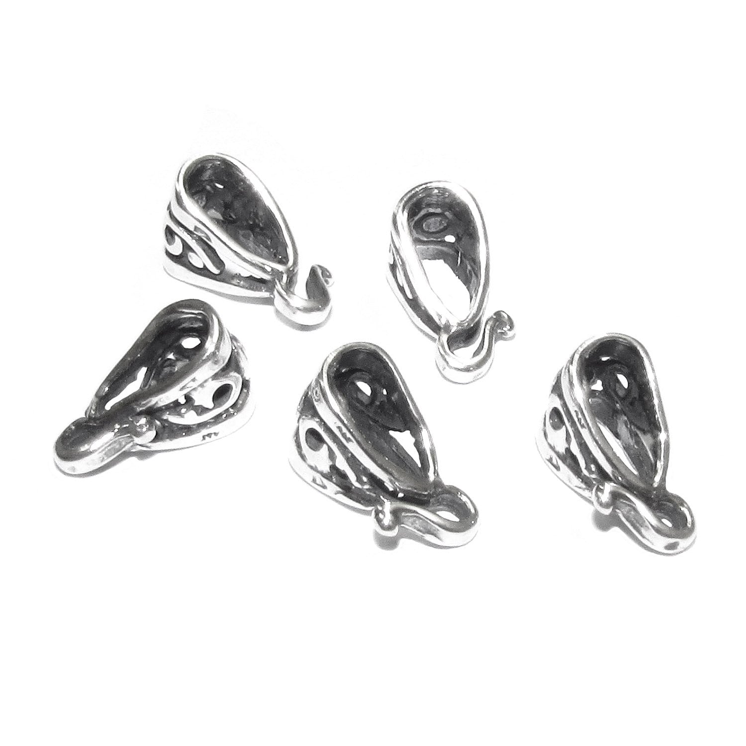 925 Sterling silver delicate filigree Pendant Bails with hook, Bail with hook, sterling silver Bail, Bail finding, Jewelry making - 1 piece