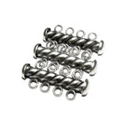925 Sterling Silver Oxidized Twisted Tube Bar Clasp 4-Hole size 4.3x26 mm, Silver Clasps, Slide Clasps, Jewelry making, Tube clasp - 1 piece