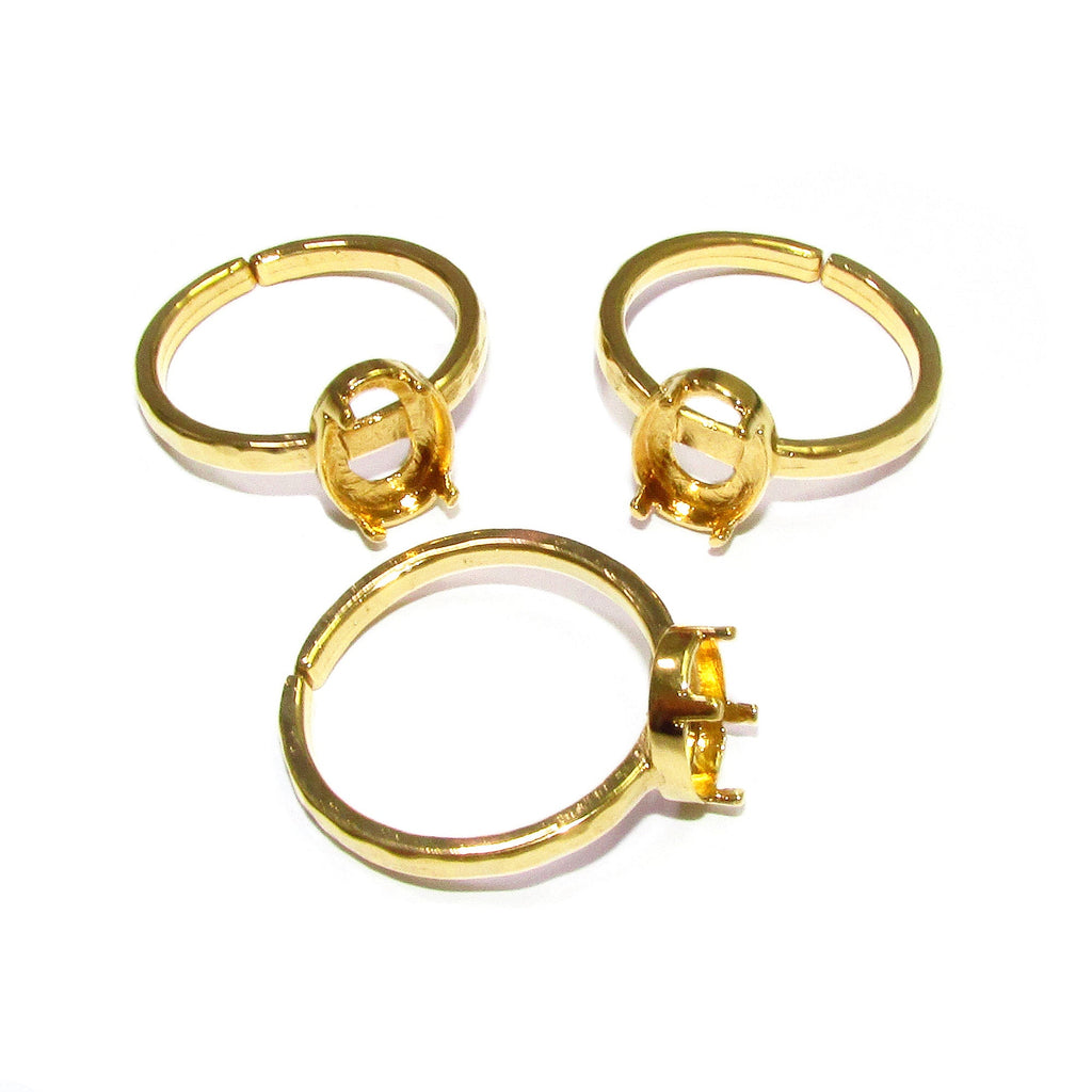 14K Yellow gold filled open blank ring with bezel cup 6x8 mm, base ring, Setting, bezel cup, jewelry making, ring gold filled - 1 piece