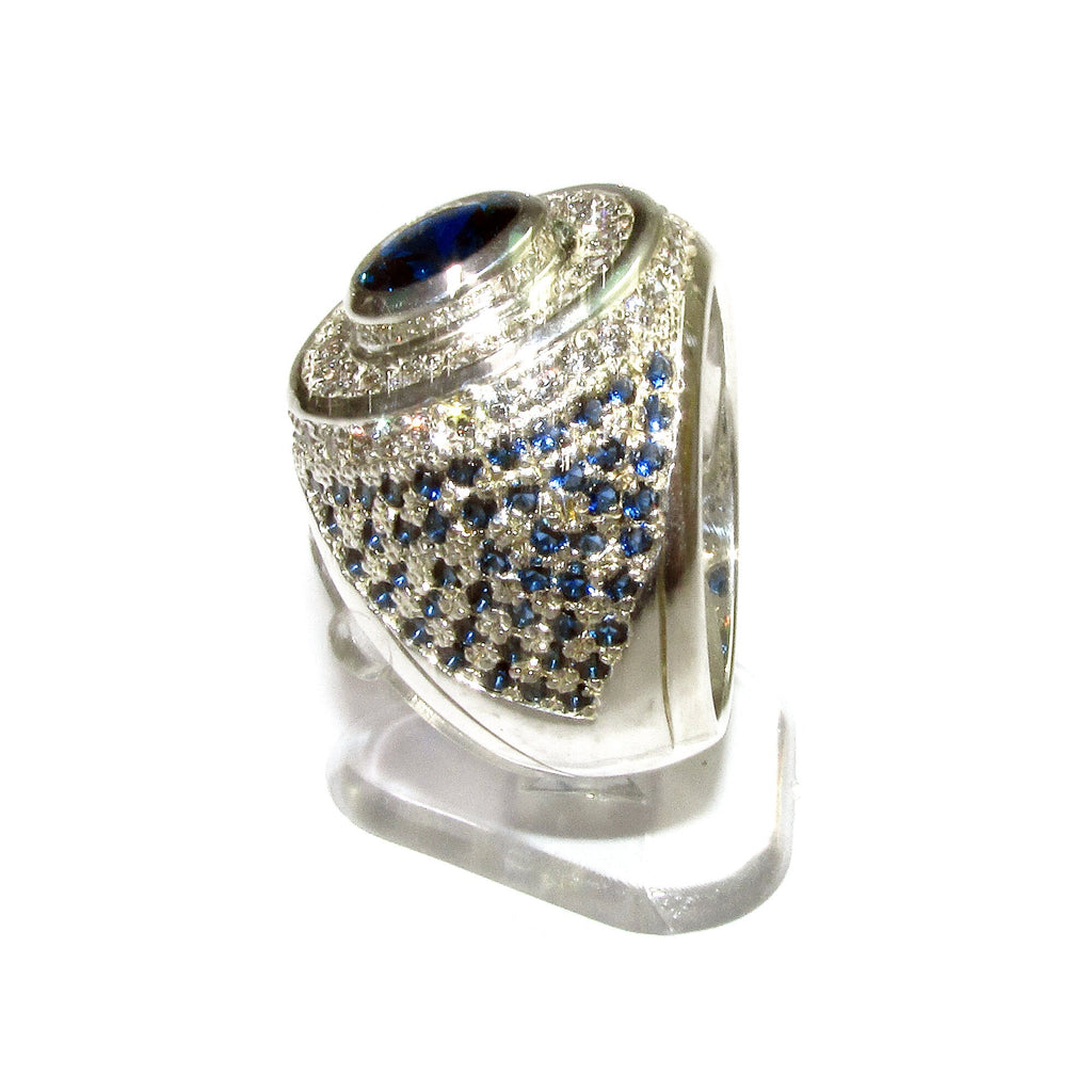 Statement blue topaz ring 925 sterling silver size 8 1/2, Handmade ring, single copy, 925 sterling silver, Natural topaz, Silver ring