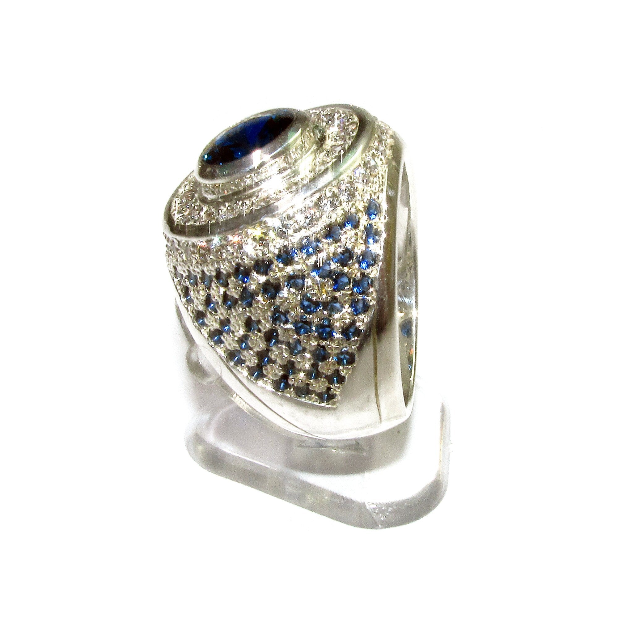 Statement blue topaz ring 925 sterling silver size 8 1/2, Handmade ring, single copy, 925 sterling silver, Natural topaz, Silver ring