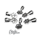 925 Sterling silver Flower Glue-on Flat Pad Pendant Bails, sterling silver Bail, Bail silver, Bail finding, Jewelry making - 1 piece