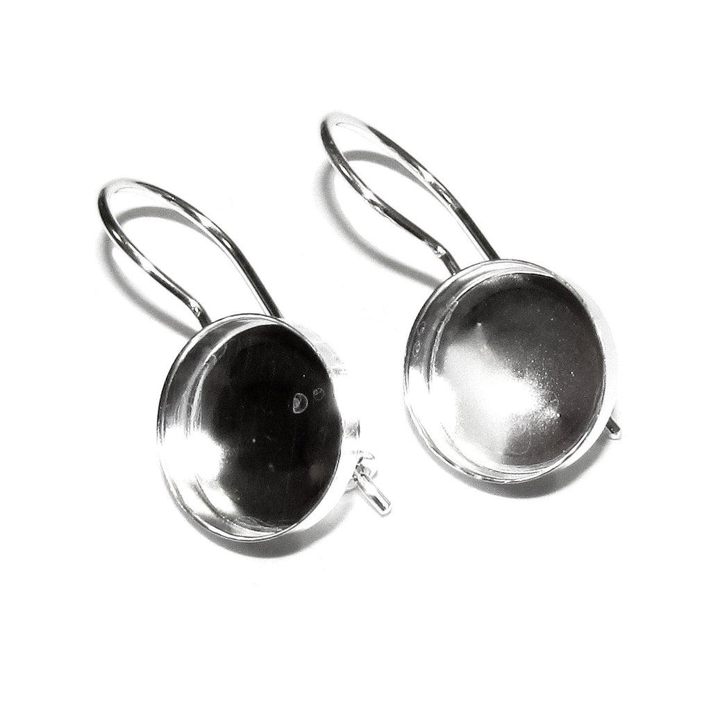 12 mm 925 sterling silver blank earrings with bezel cup, Jewelry making, Setting, bezel cup, base earrings, 925 silver - 1 pair (2 piece)