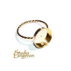 14K Yellow gold filled twisted blank ring with bezel cup 12mm size 4 - 11, Jewelry making, Mounting ring, bezel cup, setting - 1 piece