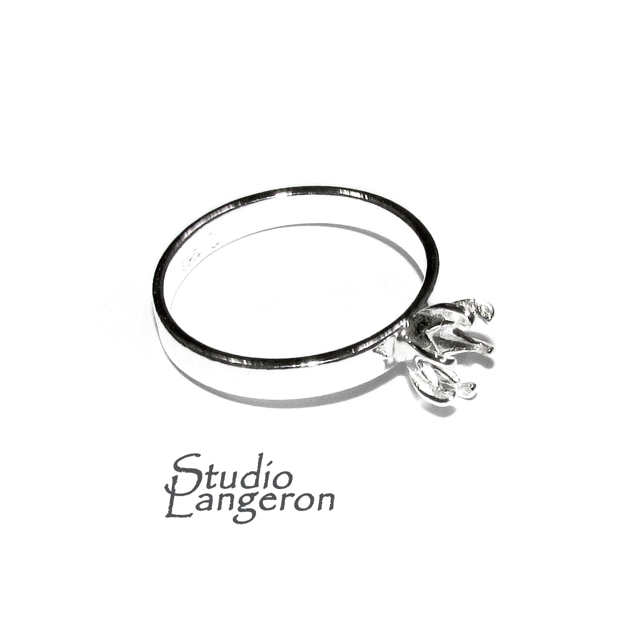 925 sterling silver blank ring with 6-prong setting 5 mm size 4-11, silver ring, Jewelry making, base ring, Setting, Prong setting - 1 piece