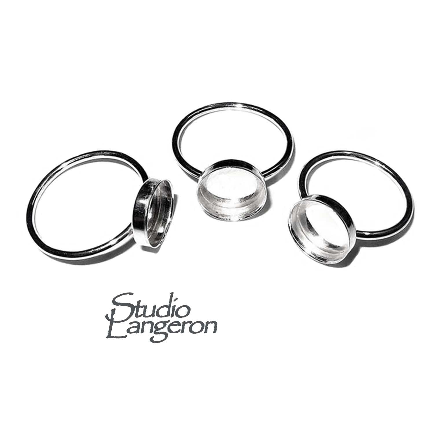 925 sterling silver blank ring with bezel cup 10mm size 4 - 11, silver ring, bezel cup, base ring, Jewelry making, Setting - 1 piece