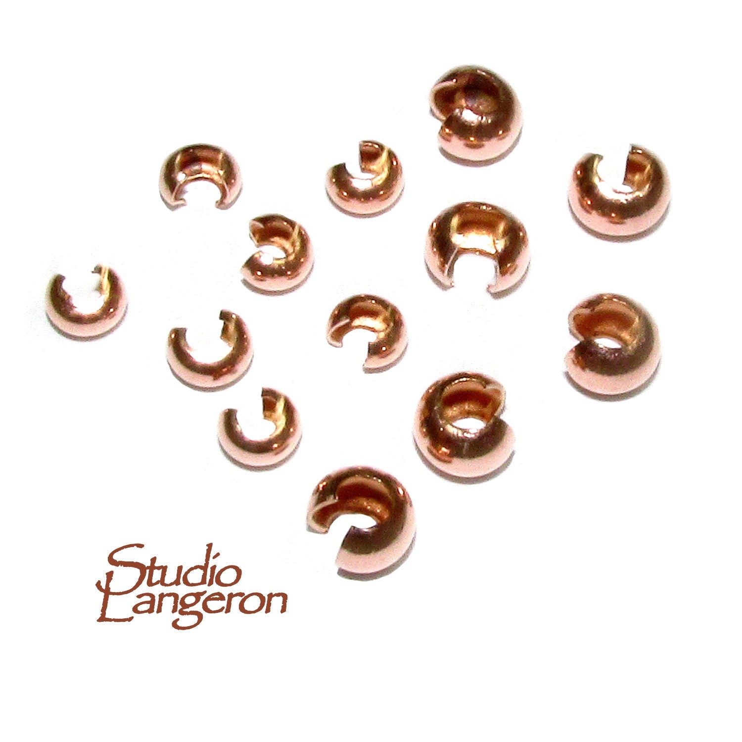 14K Rose Gold filled Crimp Beads size 3, 4 mm, Gold filled crimp beads, Jewelry making, Gold filled findings, Gold filled beads - 1 piece