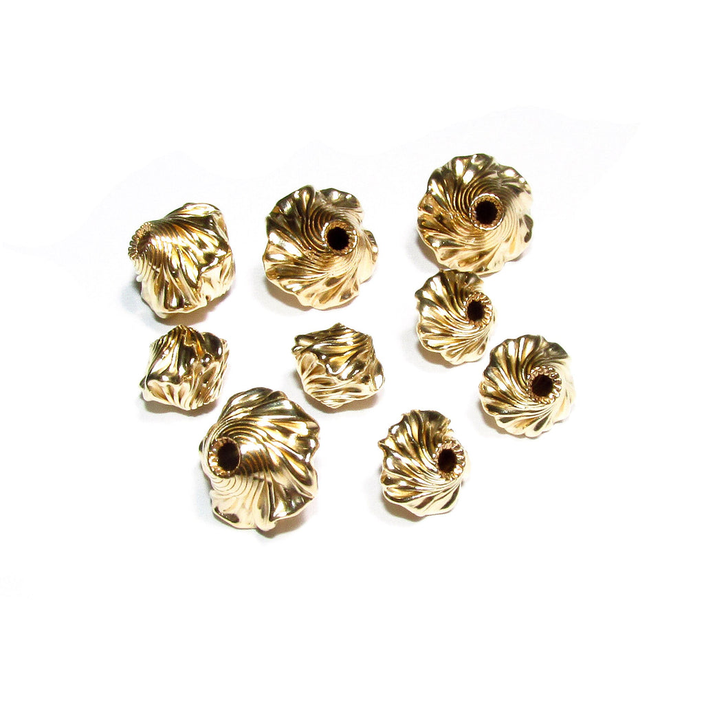 14K yellow gold filled decorative swirl beads size 8, 10mm, Gold filled beads, Jewelry making, Swirl beads, 14K Yellow Gold Filled - 1 piece