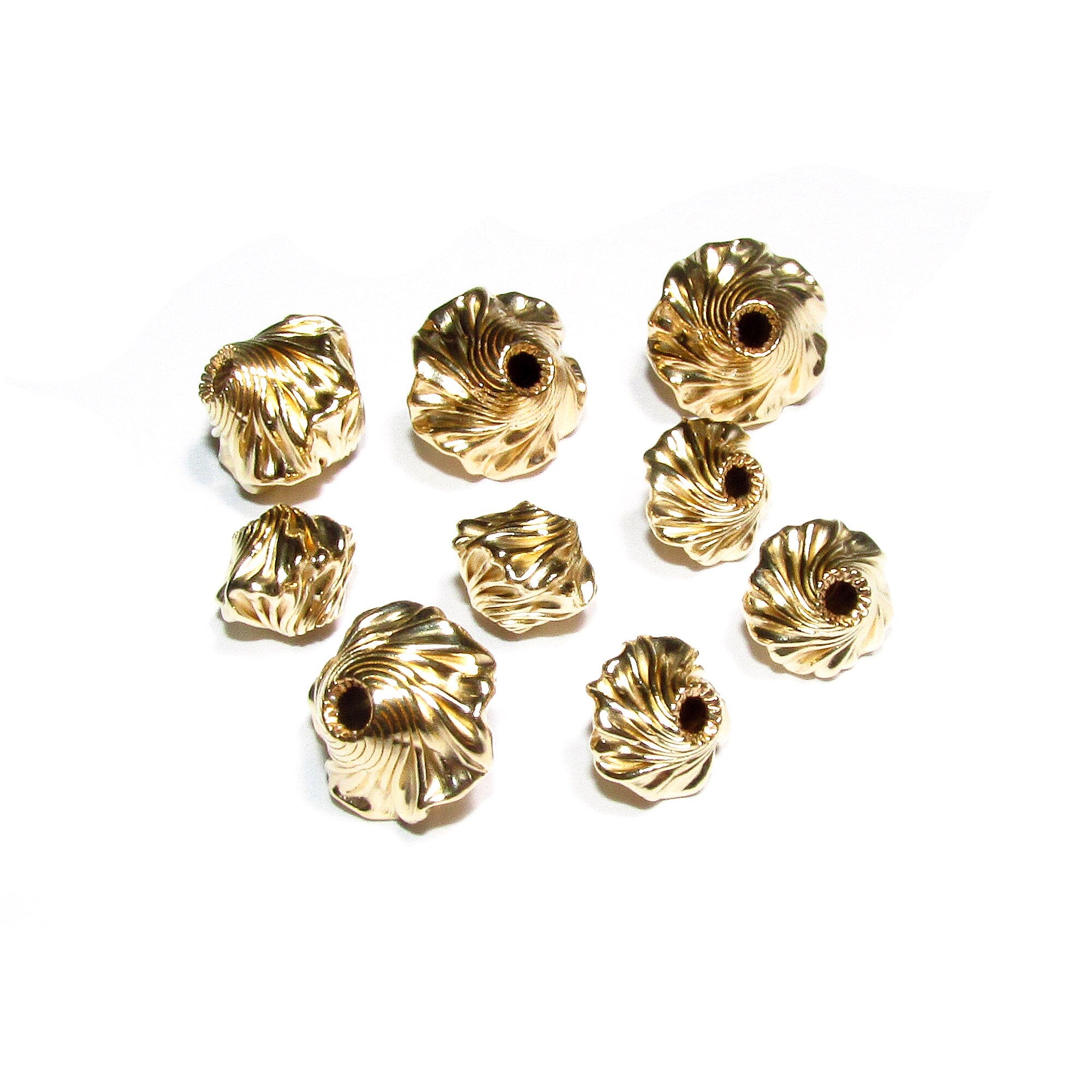 14K yellow gold filled decorative swirl beads size 8, 10mm, Gold filled beads, Jewelry making, Swirl beads, 14K Yellow Gold Filled - 1 piece