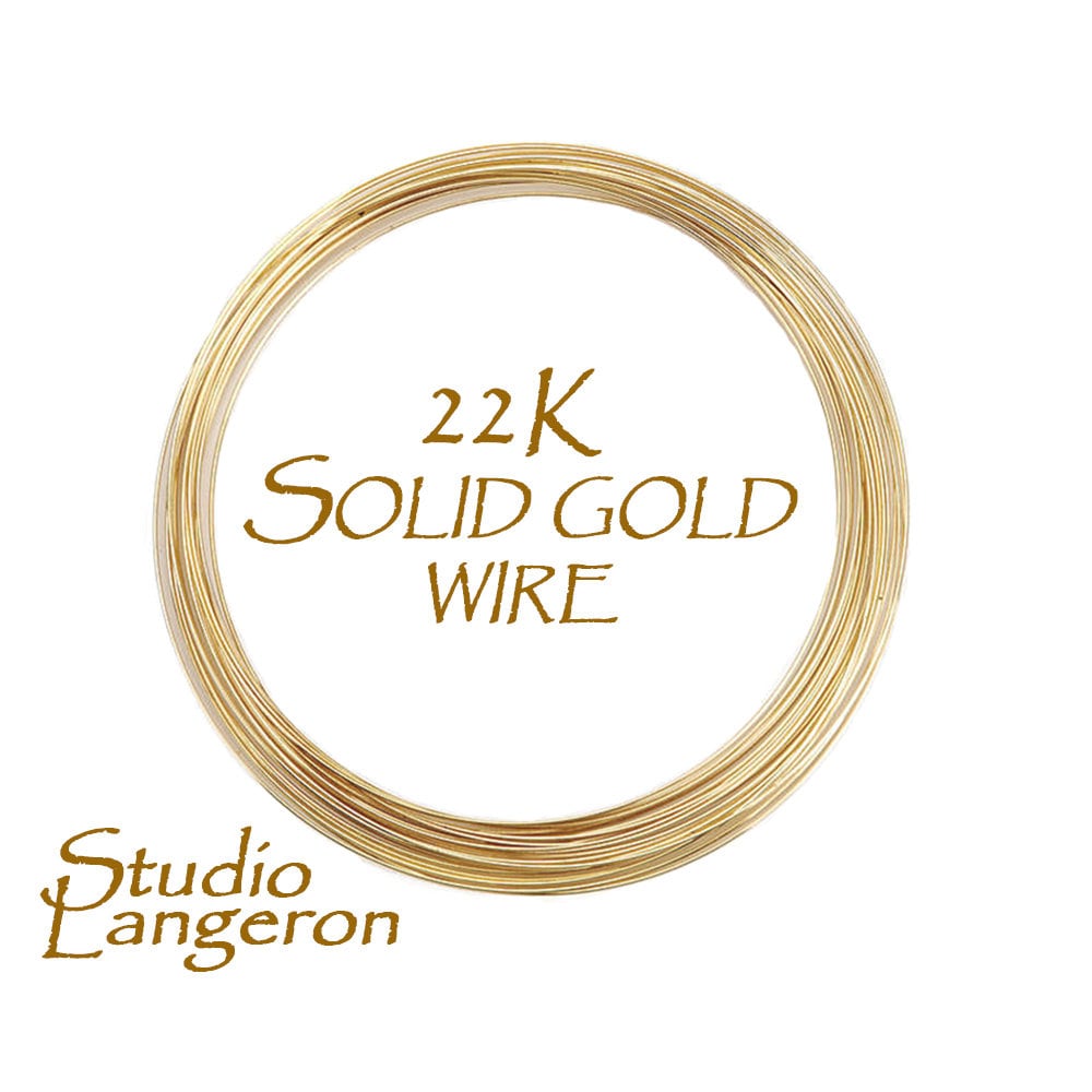 22K solid yellow gold soft wire thickness 26, 24, 22, 20, 18, 16, 14, 12 GA, wire gold, 22K solid gold, Jewelry making – 4 inch (10 cm)